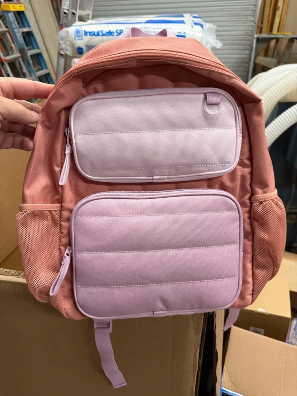Pink Two-Tone Padded Front Pocket‎ Backpack